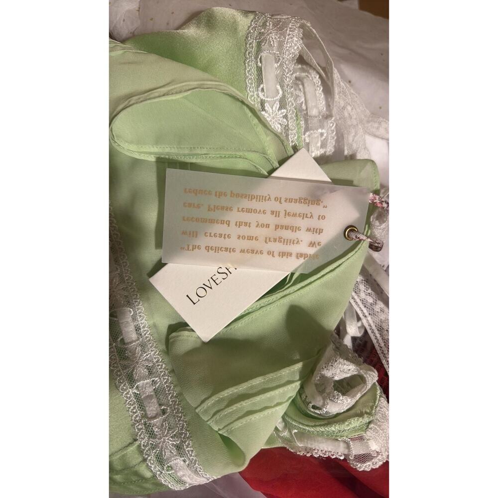 LoveShackFancy Sunny Lace Trimmed Pintucked Camisole light green XL - Picture 7 of 9